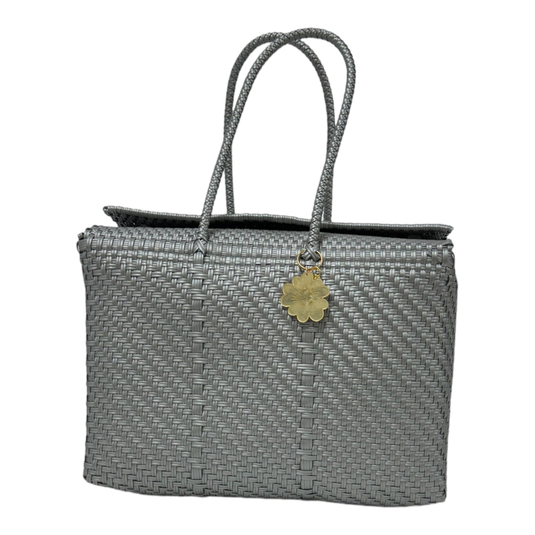 Silver XL Basket | Handwoven Recycled Bag | Be Praia