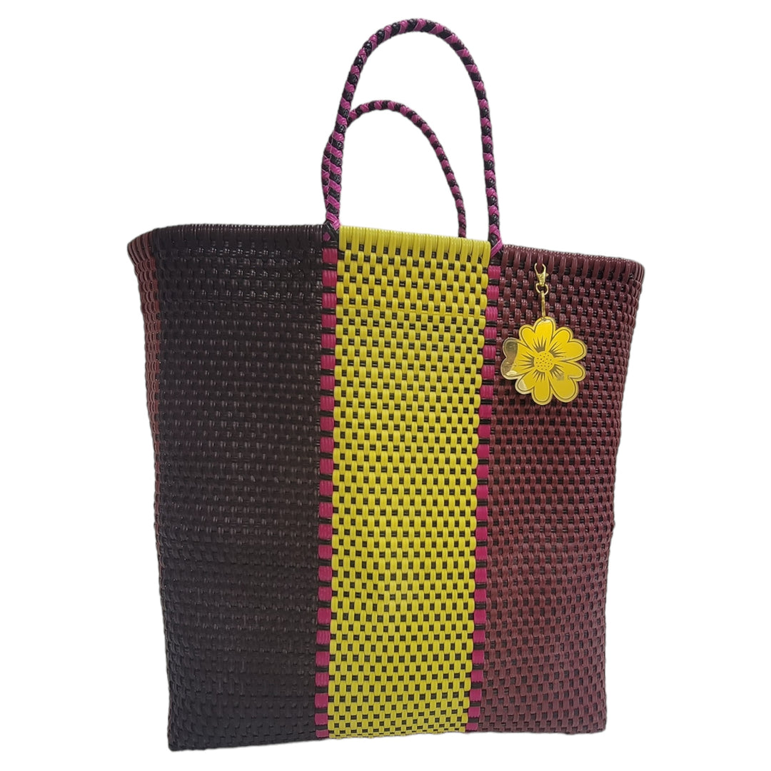 Brown, Wine, Yellow & Fushia Mega Tote | Handwoven bags | Be Praia