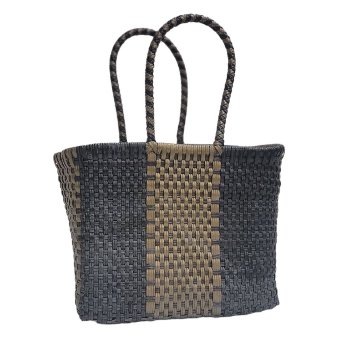 Black & Gold Mini Tote | Handwoven recycled bags