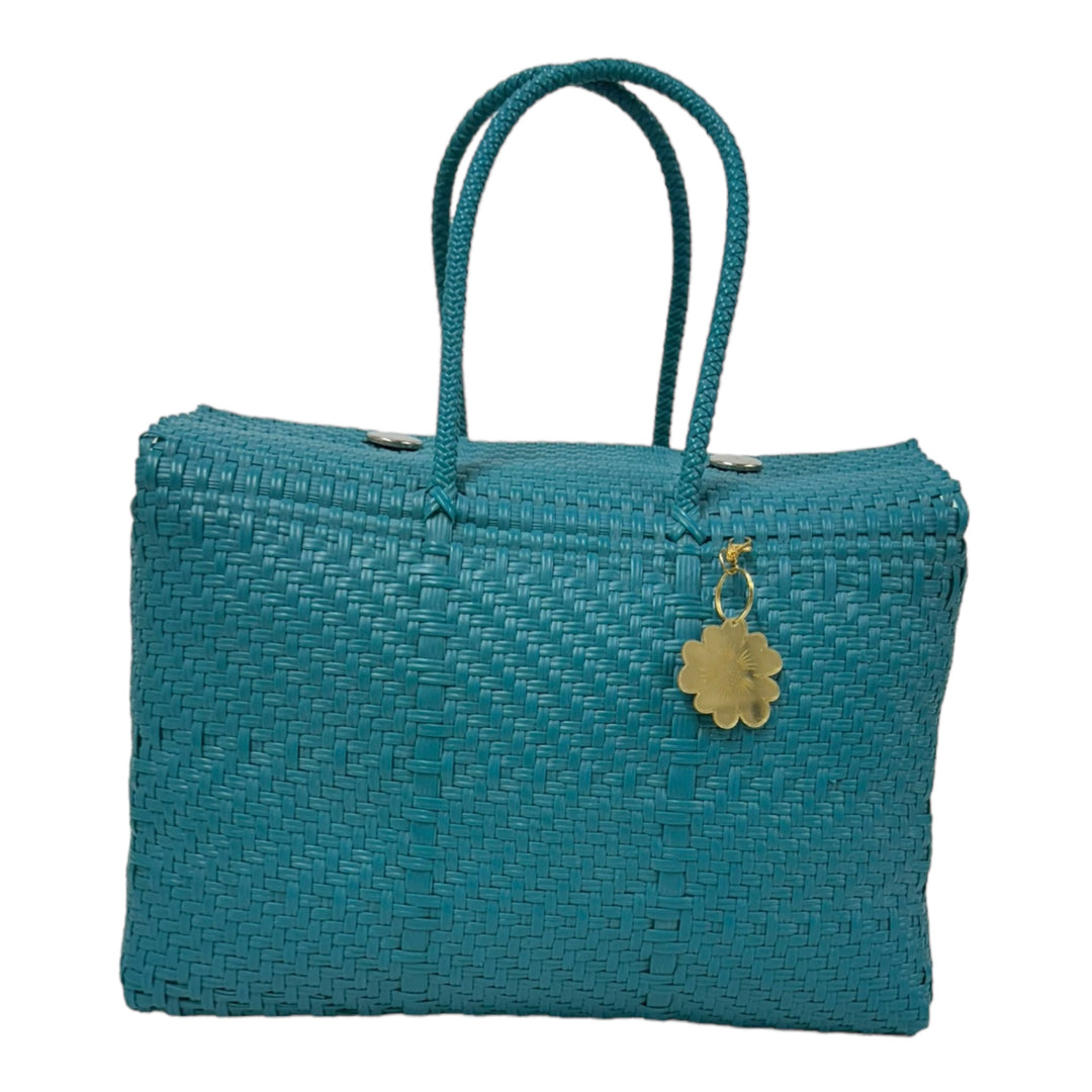 Turquoise XL Basket | Handwoven Recycled Bag | Be Praia