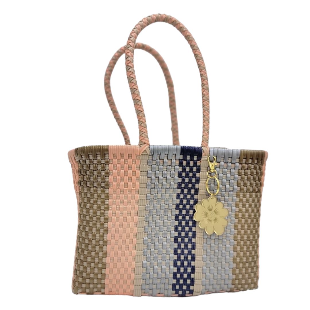 Peach & Neutrals Mini Tote | Handwoven recycled bags