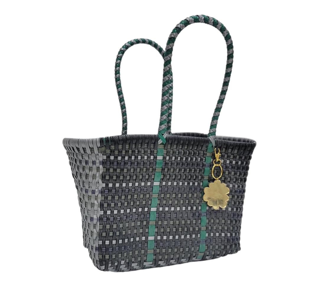 Midnight black Mini Tote | Handwoven recycled bags