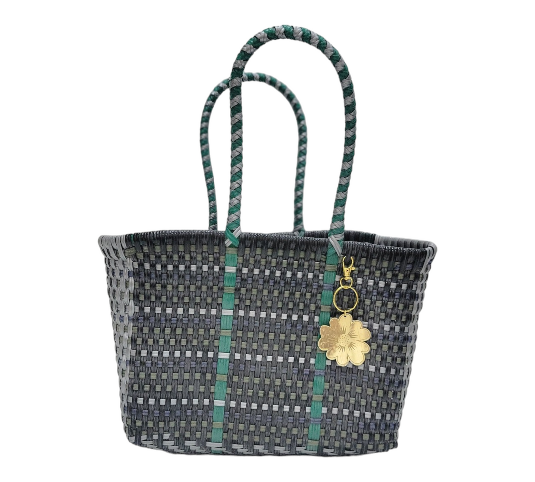 Midnight black Mini Tote | Handwoven recycled bags