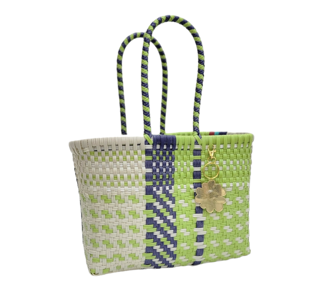 Lime Green Mini Tote | Handwoven recycled bags
