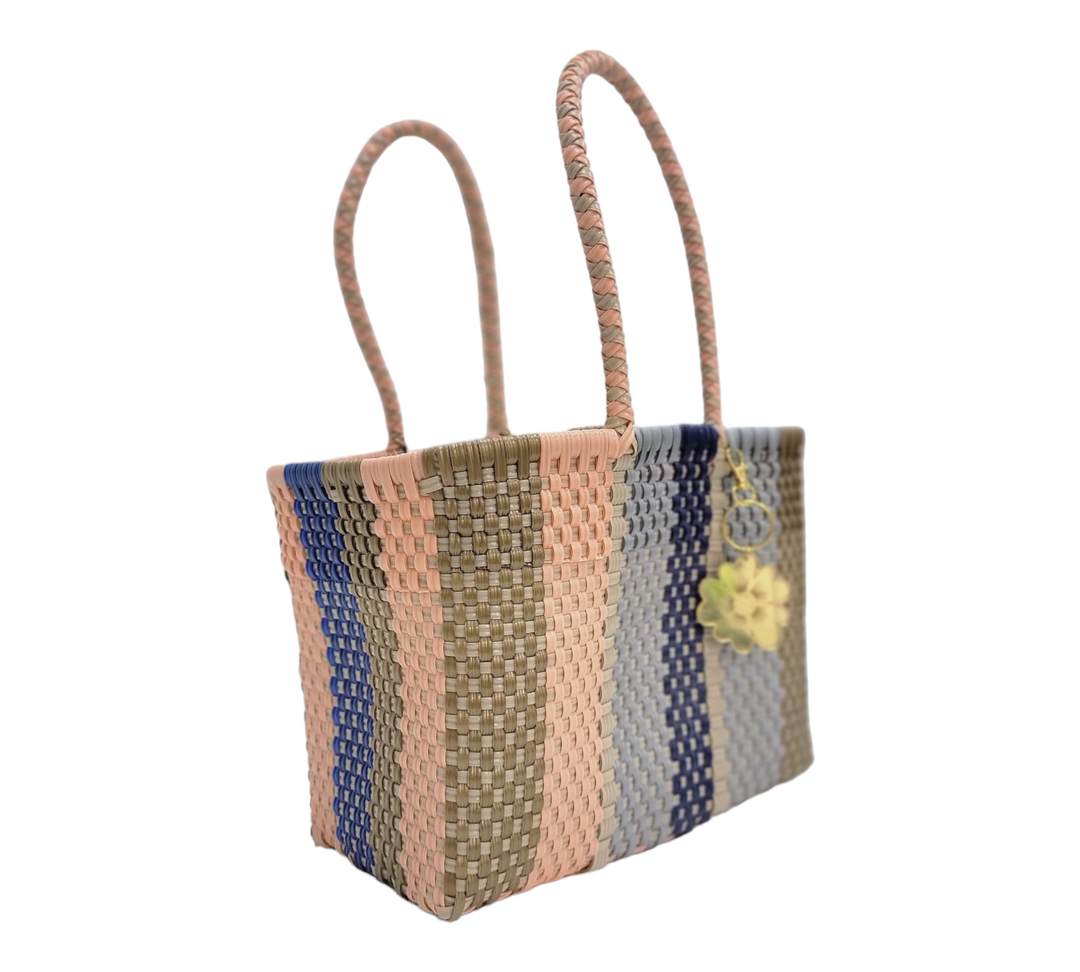 Peach & Neutrals Mini Tote | Handwoven recycled bags