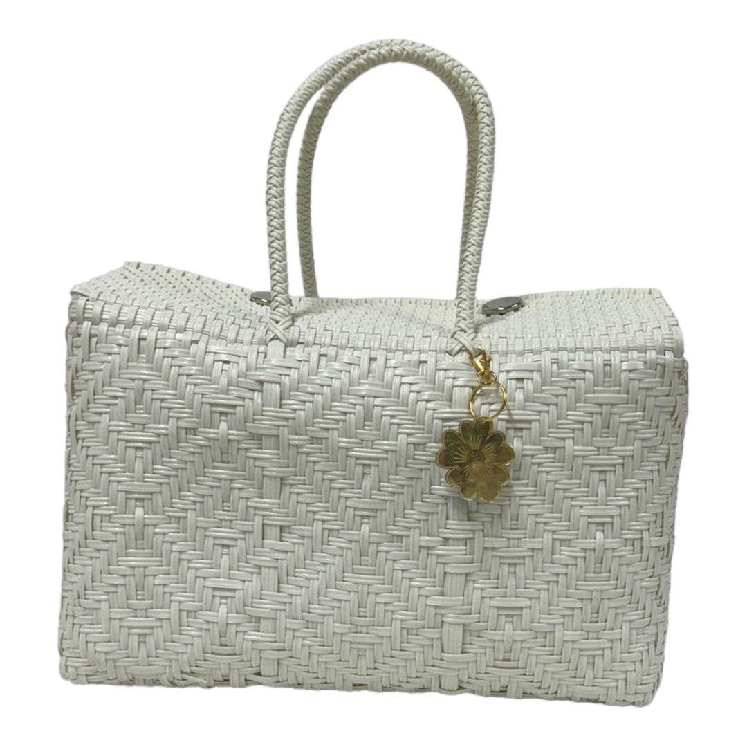 White XL Basket | Handwoven Recycled Bag | Be Praia