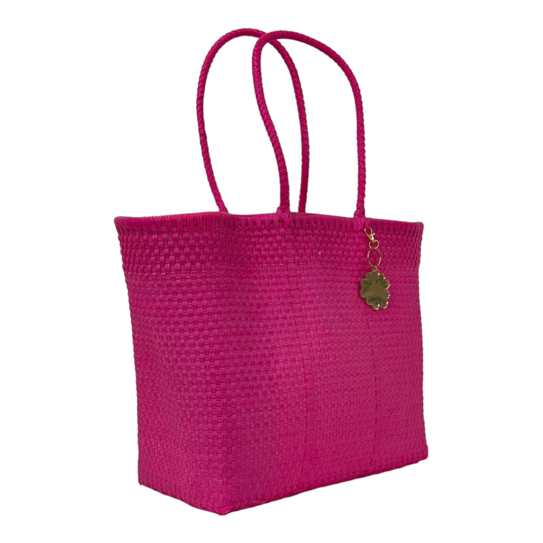 Fushia Medium Tote | Handwoven Recycled Bags | Be Praia