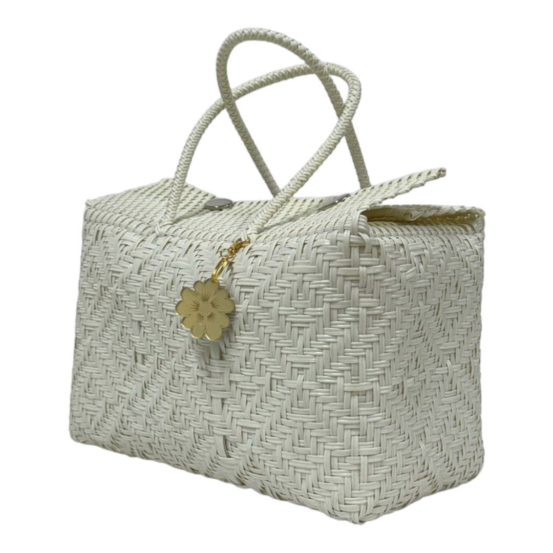 White XL Basket | Handwoven Recycled Bag | Be Praia