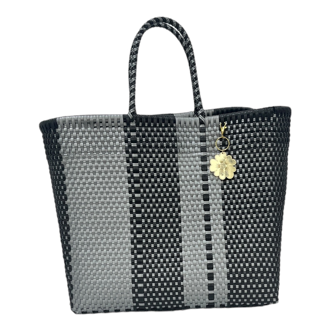 Black & Silver Large Tote | Handwoven Recycled Bag | Be Praia