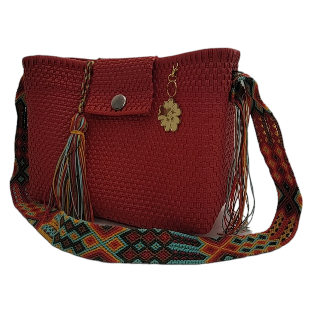 Red Wayú Large | Handwoven Recycled Bag | Be Praia