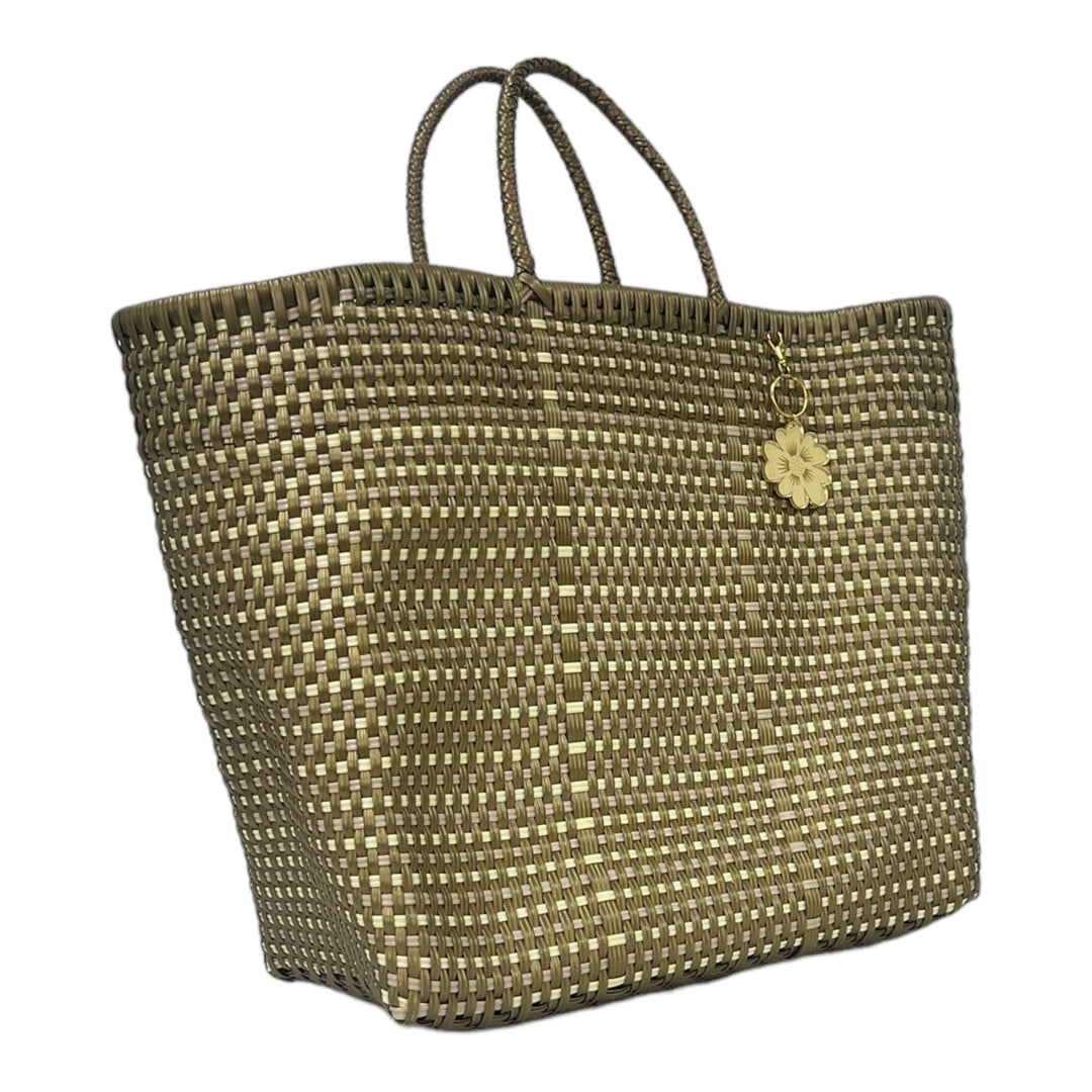 Gold, Cream & Beige Large Tote | Handwoven Recycled Bag | Be Praia