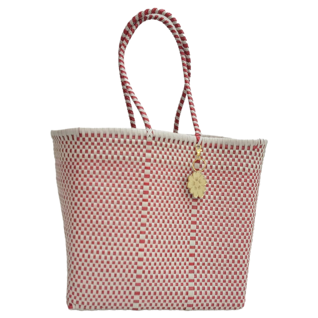 Beige & Orange Medium Tote | Handwoven Recycled Bags | Be Praia