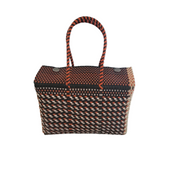 White, Cream, Orange & Black XL Basket | Handwoven Recycled Bag | Be Praia