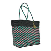 Black, Pink and Mint Medium Tote | Handwoven Recycled Bags | Be Praia