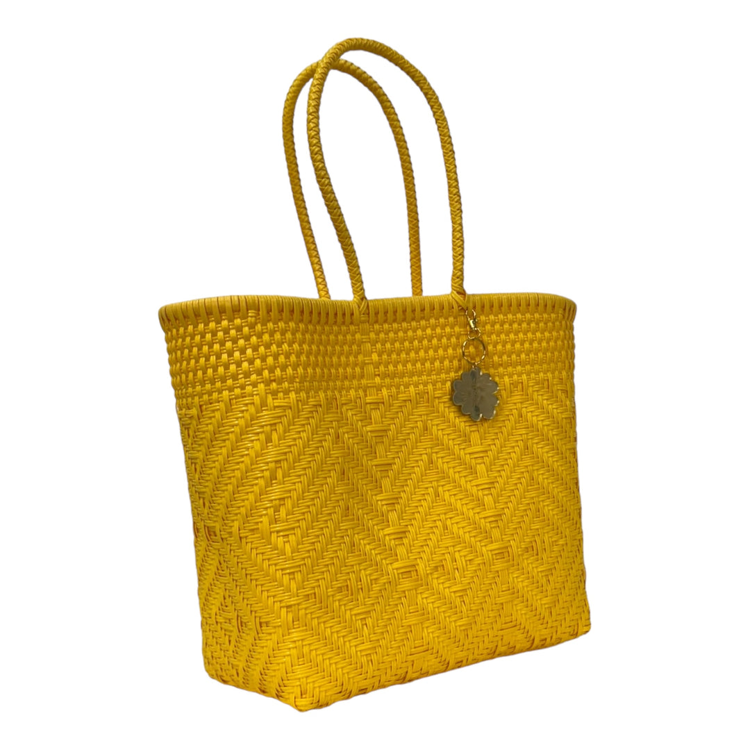 Yellow Medium Tote | Handwoven Recycled Bags | Be Praia