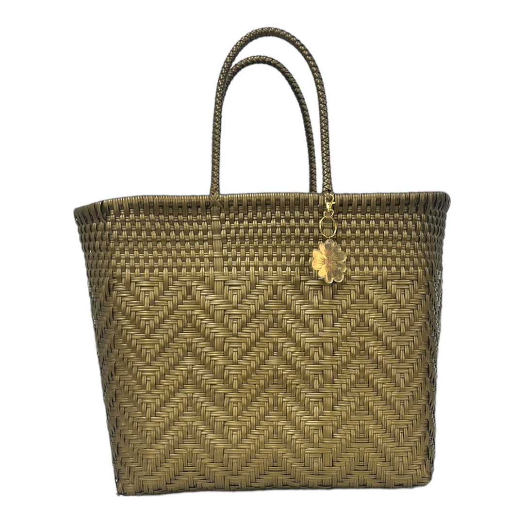 Gold Zigzag Large Tote | Handwoven Recycled Bag | Be Praia