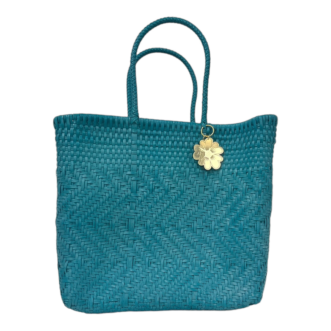 Turquoise Large Tote | Handwoven Recycled Bag | Be Praia