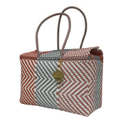 Terracotta, White, Pink & Silver XL Basket | Handwoven Recycled Bag | Be Praia