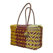 Red, Mustard & Beige XL Basket | Handwoven Recyled Bag | Be Praia