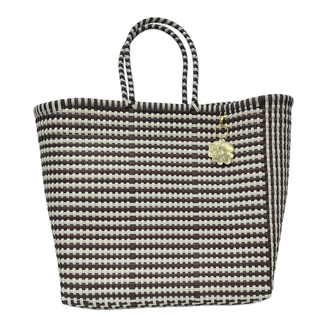 Brown & Cream Large Tote | Handwoven Recycled Bag | Be Praia