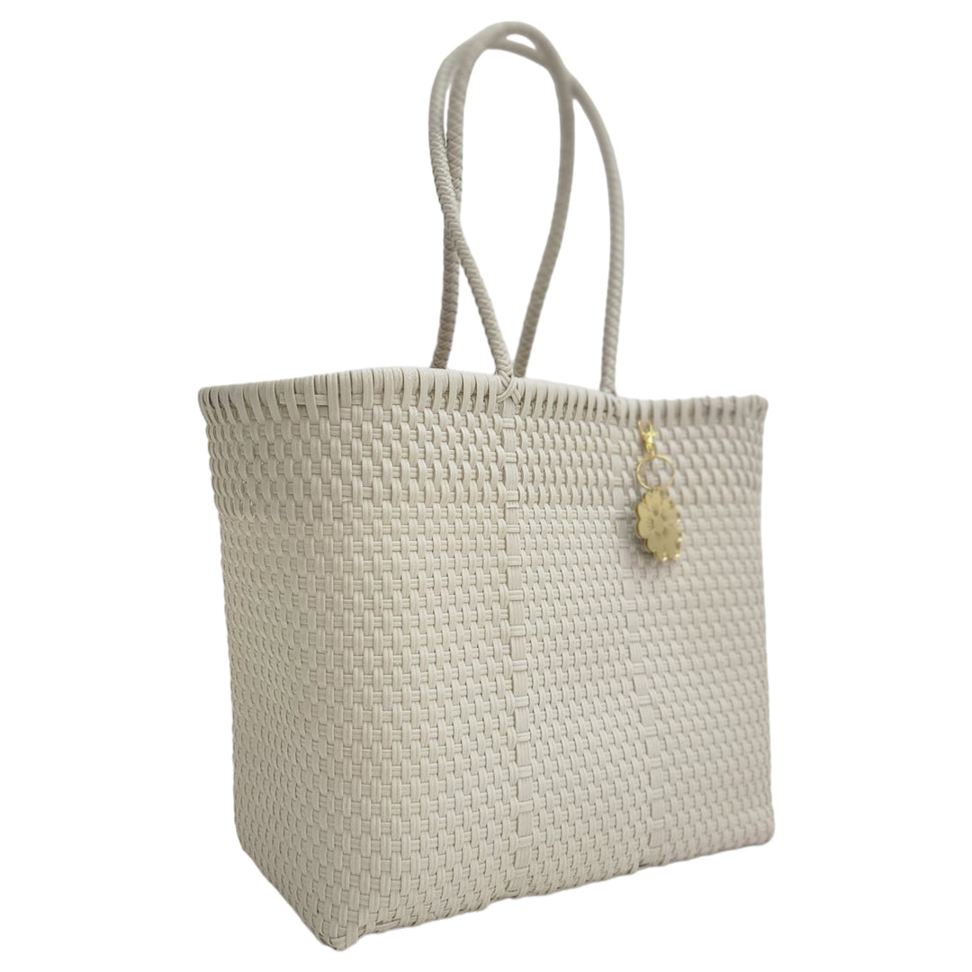 Bone White Medium Tote | Handwoven Recycled Bags | Be Praia