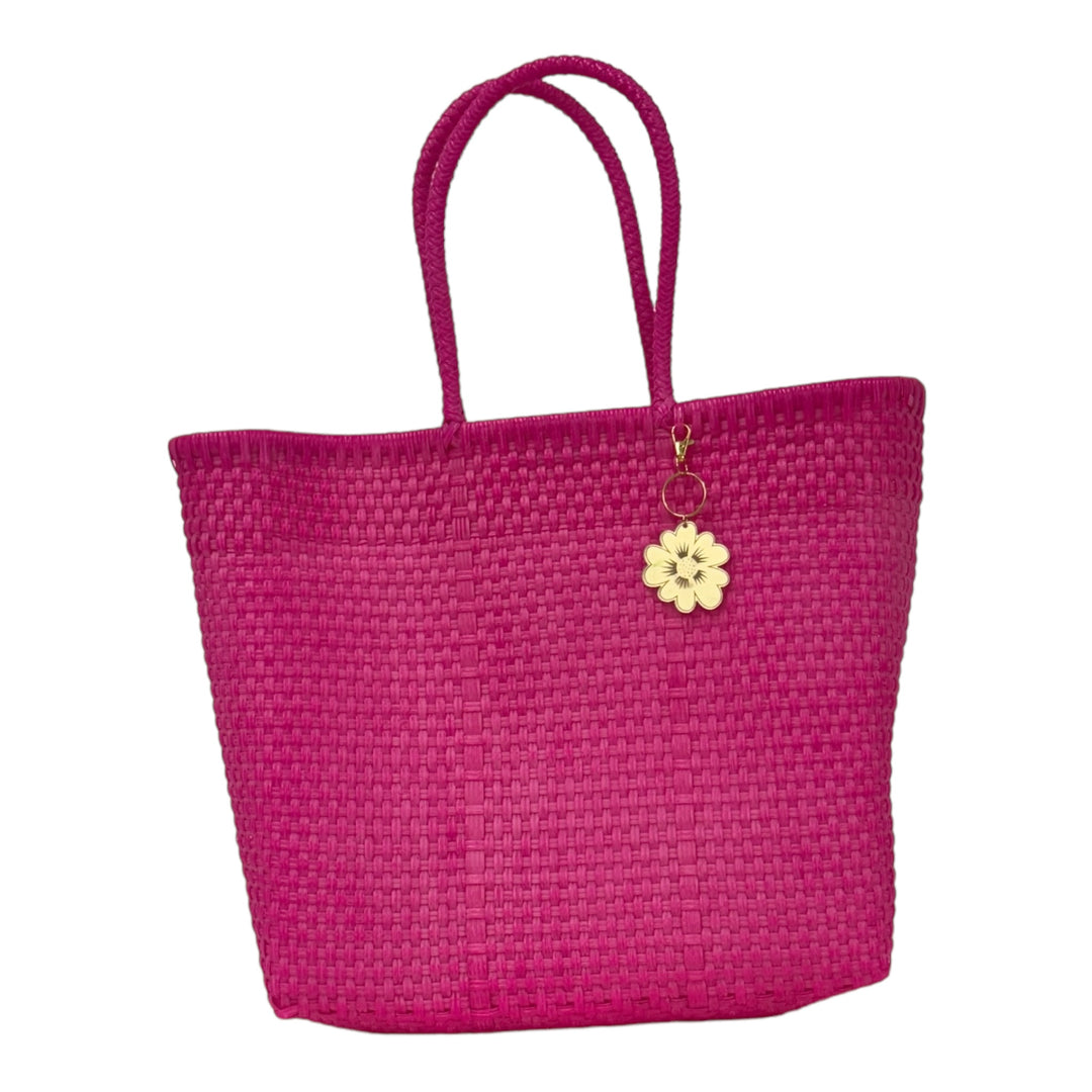 Fushia with short handle Medium Tote | Handwoven Recycled Bags | Be Praia