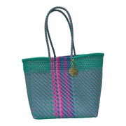 Pink, Blue, Mint and Turquoise Medium Tote | Handwoven Recycled Bags | Be Praia