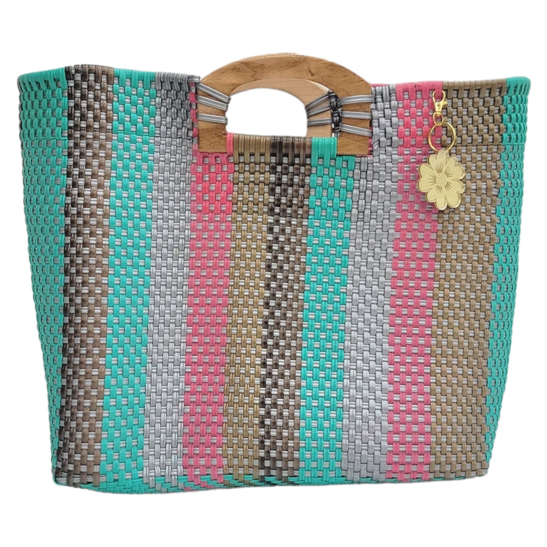 Fine Lines Colors Extra Large Handbag | Wood Handle | Be Praia