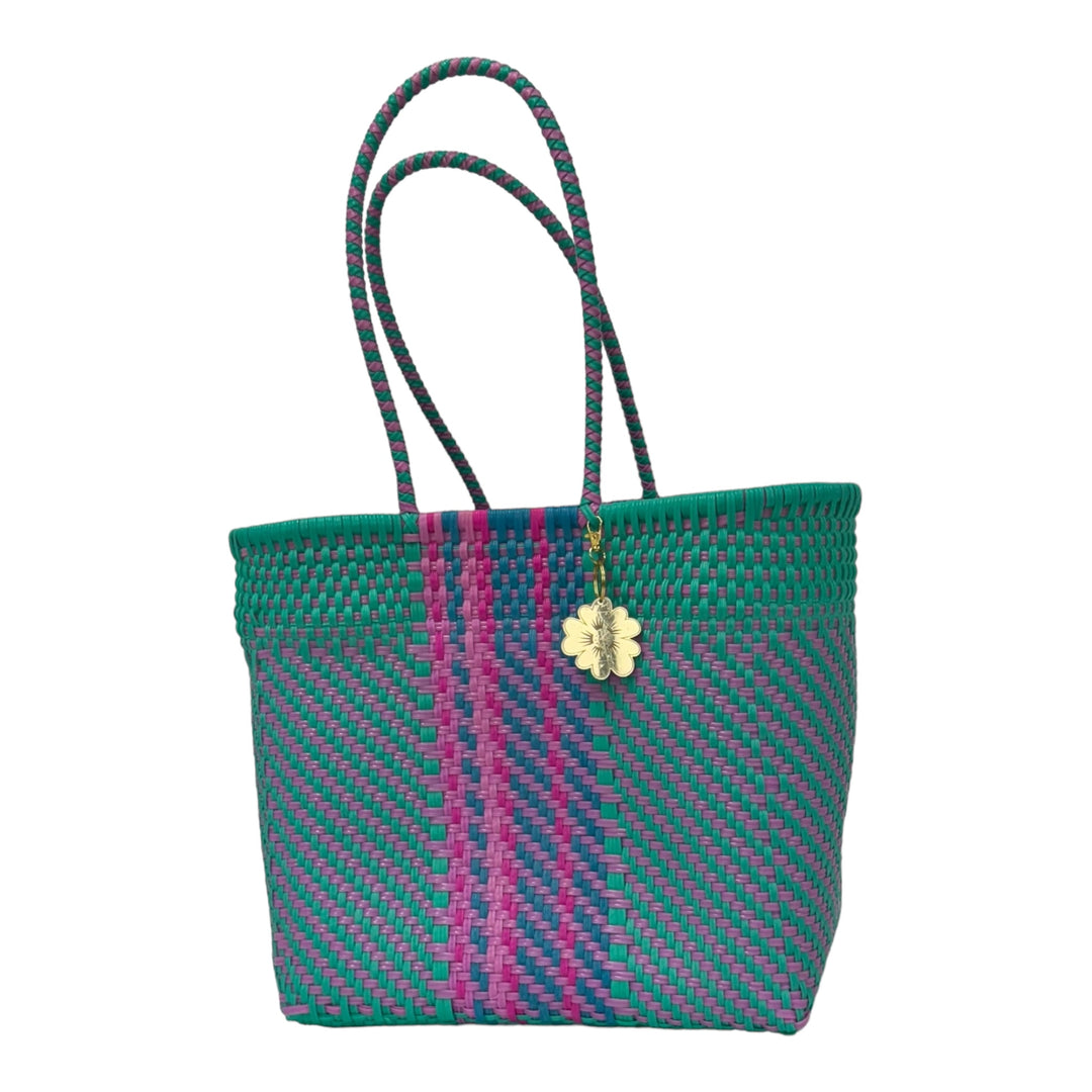 Pink, Blue, Mint and Turquoise Medium Tote | Handwoven Recycled Bags | Be Praia