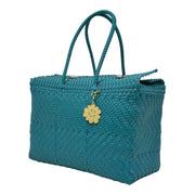 Turquoise XL Basket | Handwoven Recycled Bag | Be Praia