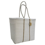 White & Gold details Medium Tote | Handwoven Recycled Bags | Be Praia