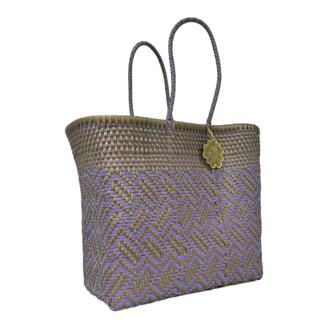 Gold & Lila details Large Tote | Handwoven Recycled Bag | Be Praia