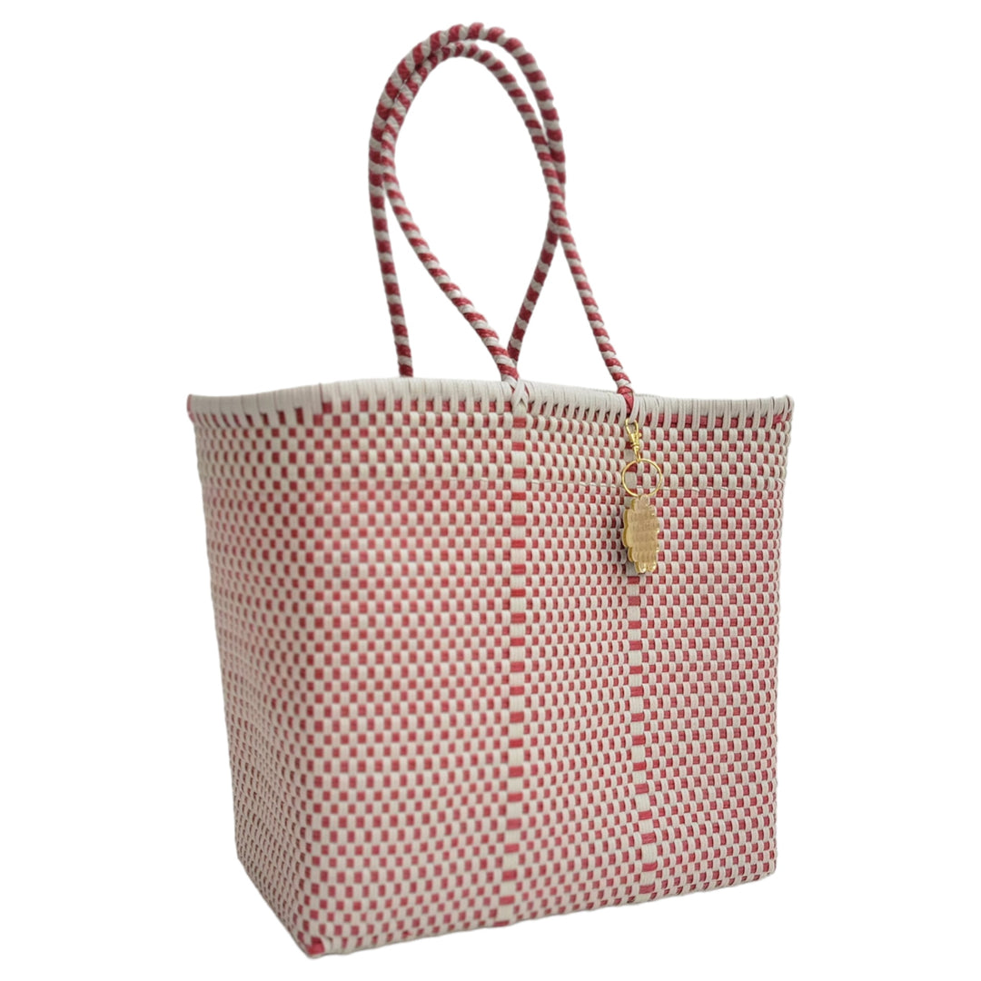 Beige & Orange Medium Tote | Handwoven Recycled Bags | Be Praia