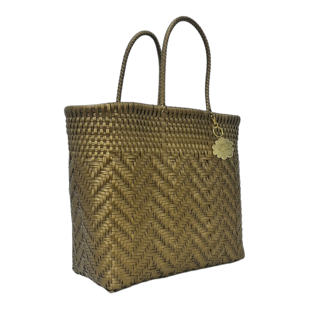 Gold Zigzag Large Tote | Handwoven Recycled Bag | Be Praia