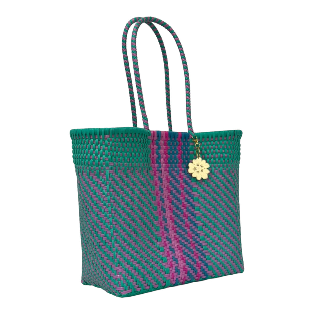 Pink, Blue, Mint and Turquoise Medium Tote | Handwoven Recycled Bags | Be Praia