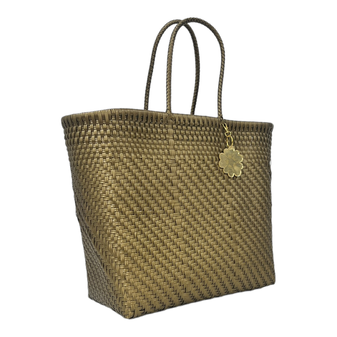 Gold Large Tote | Handwoven Recycled Bag | Be Praia