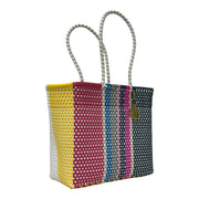 Yellow, White, Navy, Purple, Pink, Magenta, Red, Silver, Blue & Beige Medium Tote | Handwoven Recycled Bags | Be Praia