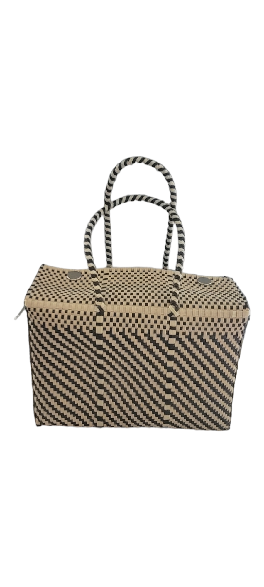 Be Praia | Cream & Black XL Basket | Eco-Friendly Handwoven Bag