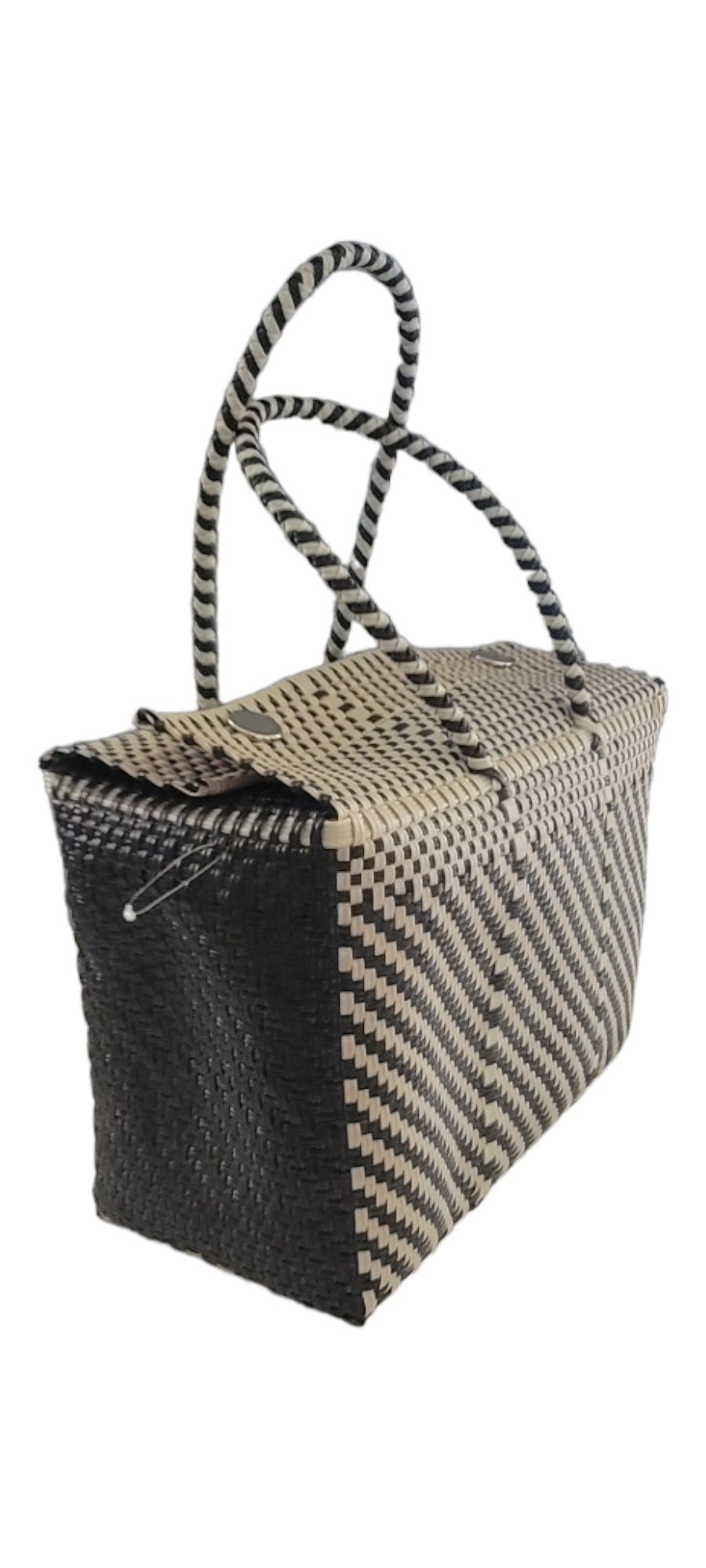Be Praia | Cream & Black XL Basket | Eco-Friendly Handwoven Bag