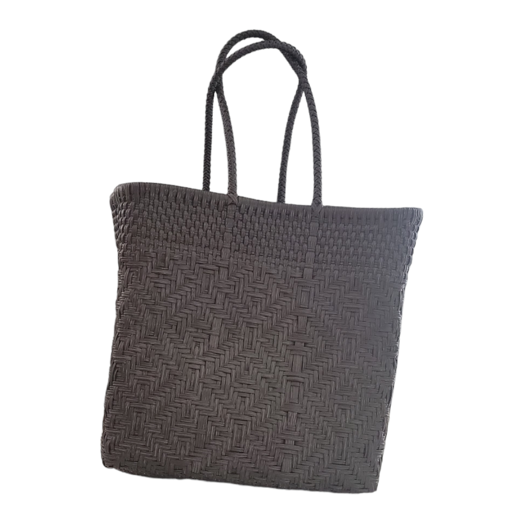 Dark Brown Medium Tote | Handwoven Recycled Bags | Be Praia