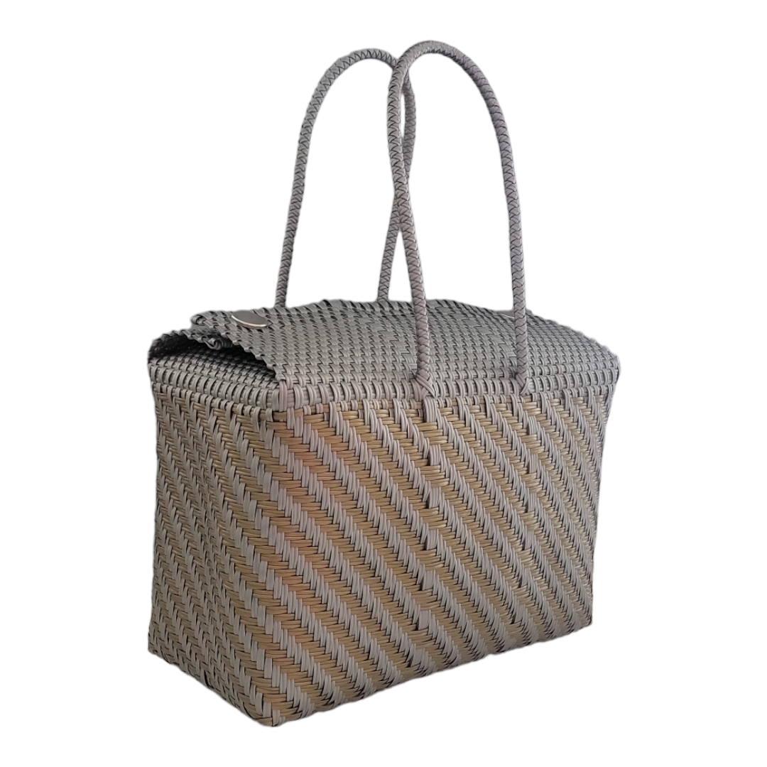 Be Praia | Silver & Gold XL Basket | Eco-Friendly Handwoven Bag