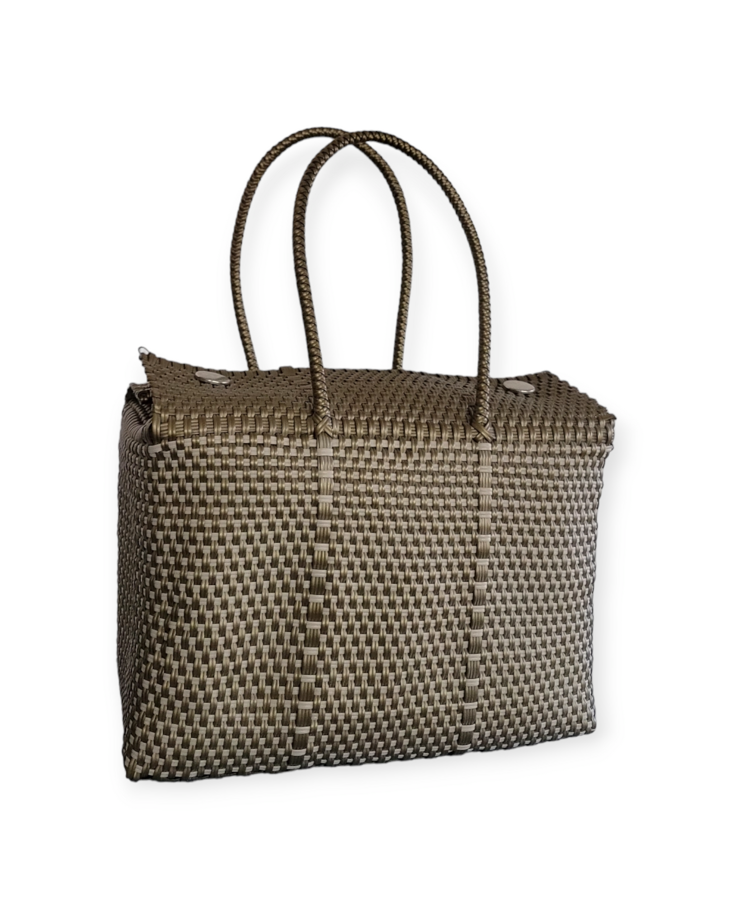Be Praia | Gold with Gold Details XL Basket | Eco-Friendly Handwoven Bag