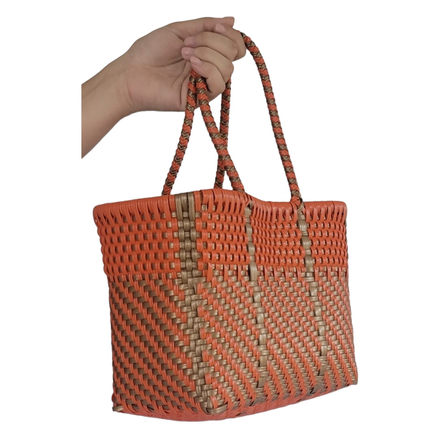 Orange & Gold Mini Tote | Handwoven recycled bags
