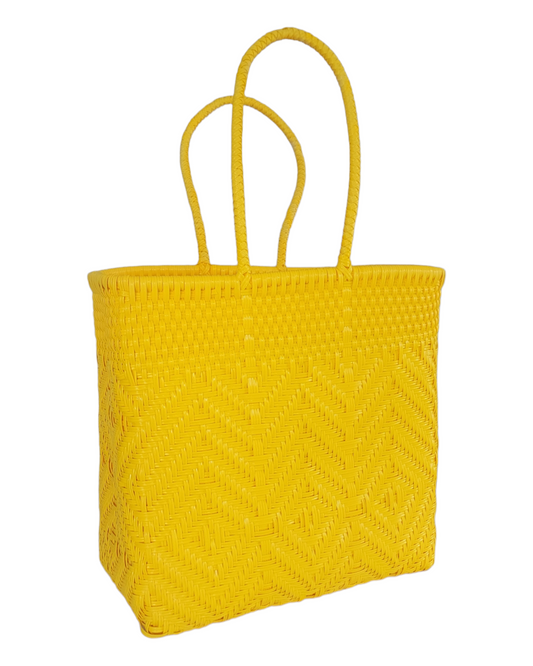 Be Praia | Yellow Medium Tote | Handwoven Recycled Bags