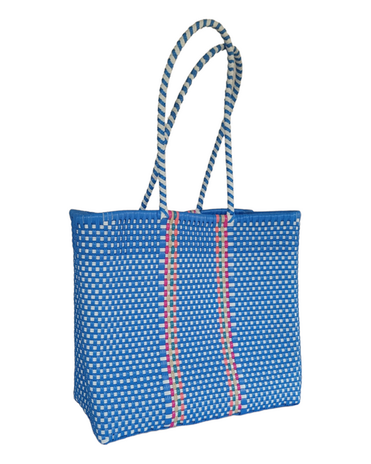Be Praia | Blue Medium Tote | Handwoven Recycled Bags