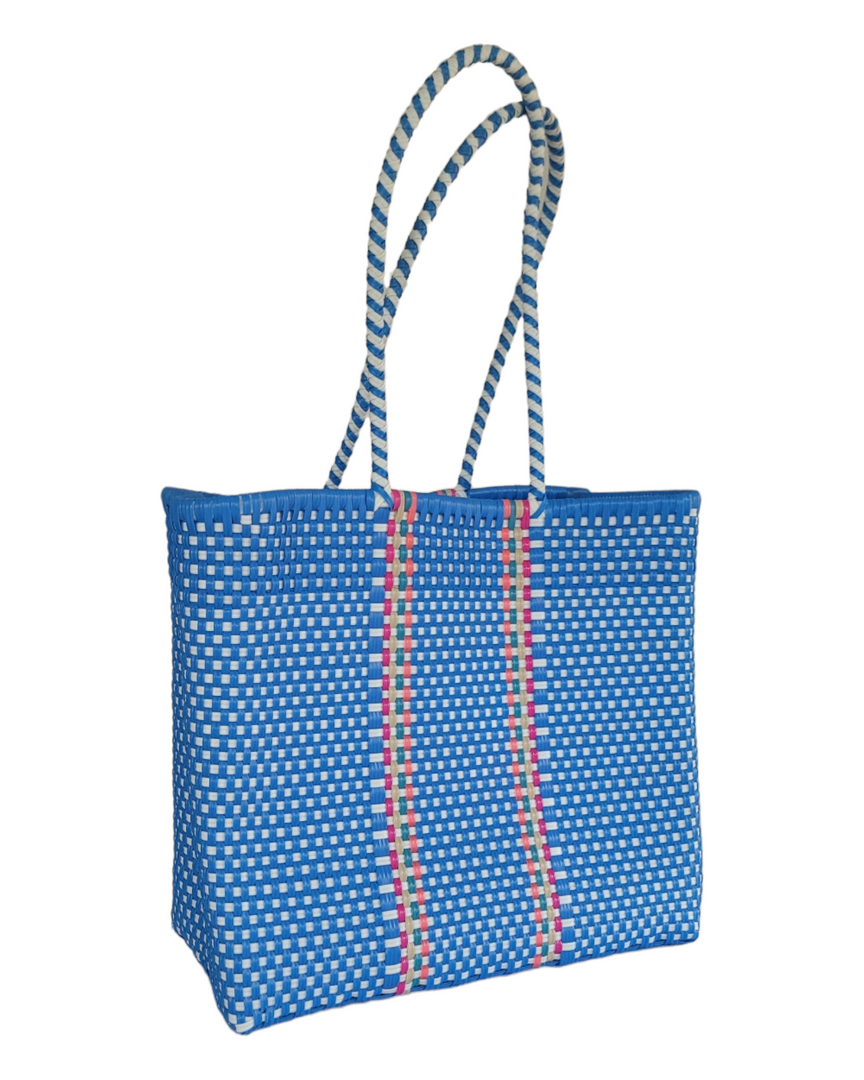 Blue Malibu Medium Tote | Handwoven Recycled Bags | Be Praia