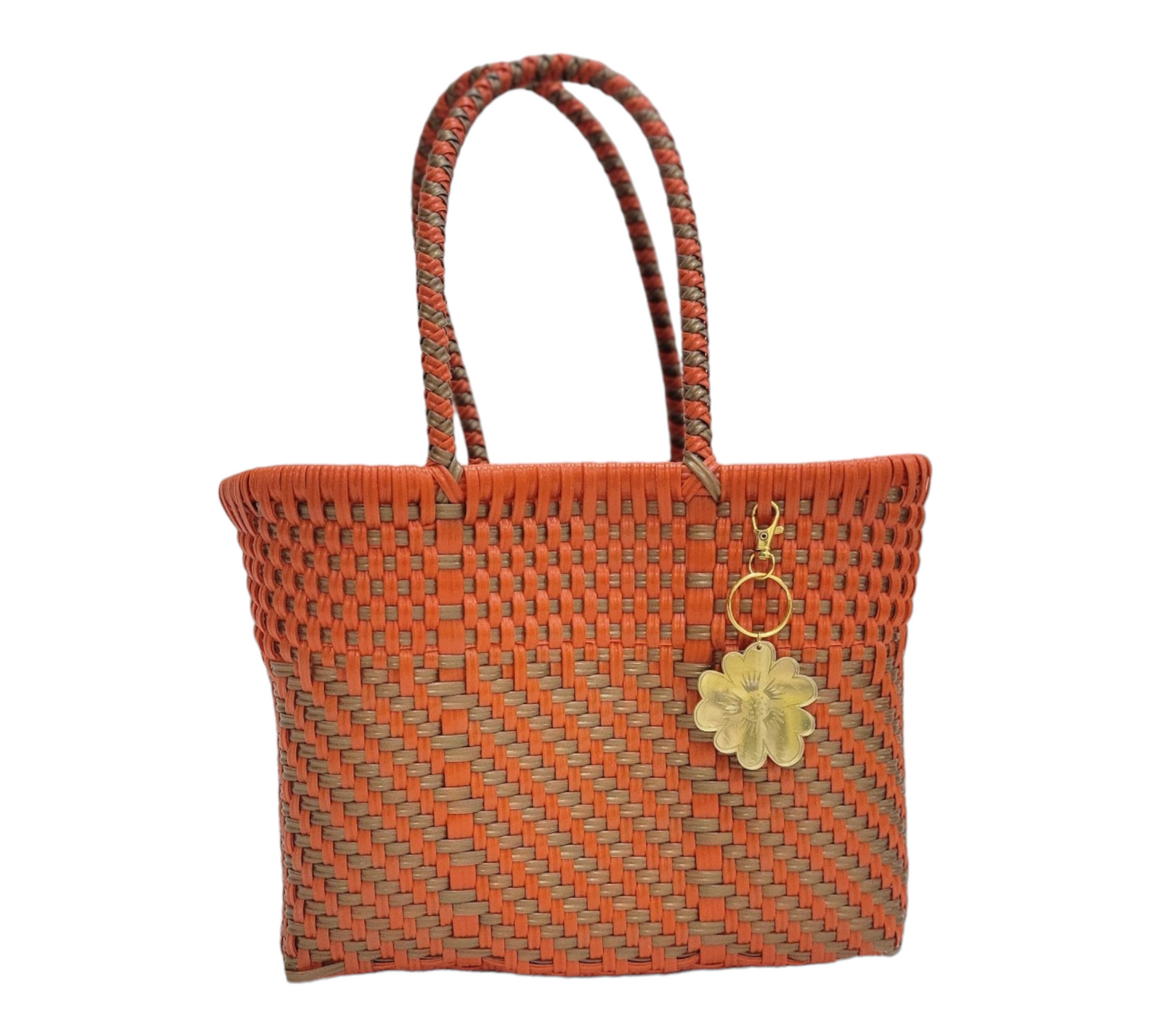Orange & Gold Mini Tote | Handwoven recycled bags