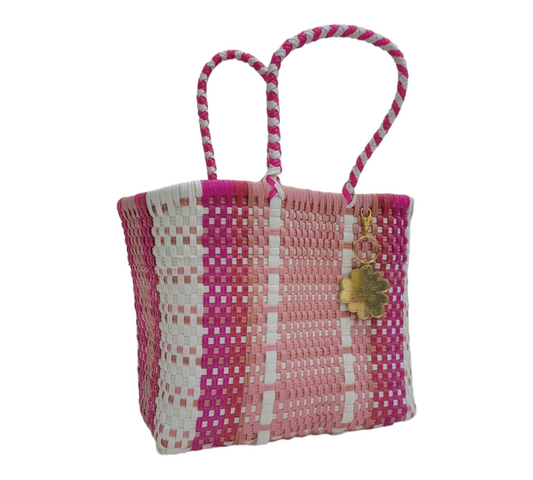 Rosas & White Mini Tote | Handwoven recycled bags
