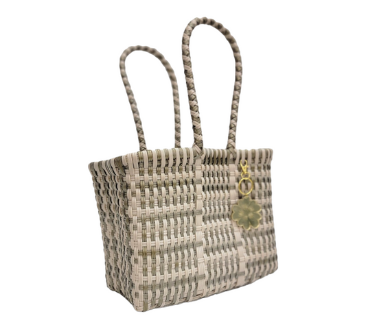 Gold & Cream Mini Tote | Handwoven recycled bags