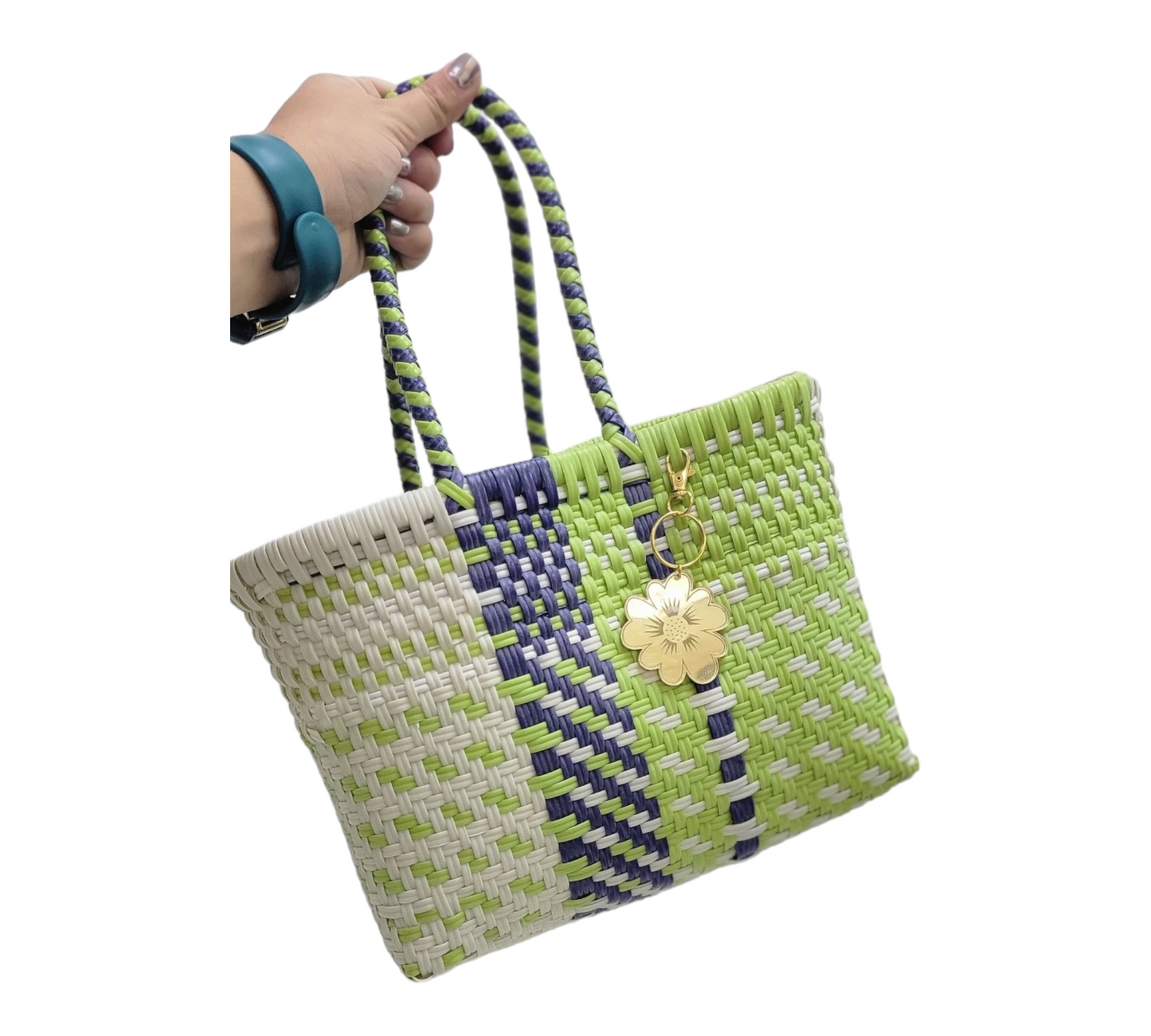 Lime Green Mini Tote | Handwoven recycled bags